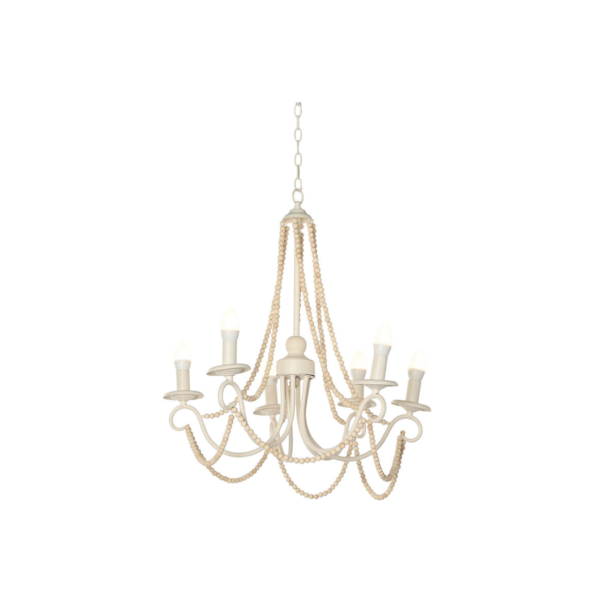 Taklampa Home ESPRIT Vit Ljusbrun Trä Metall 25 W 60 x 53 x 55 cm