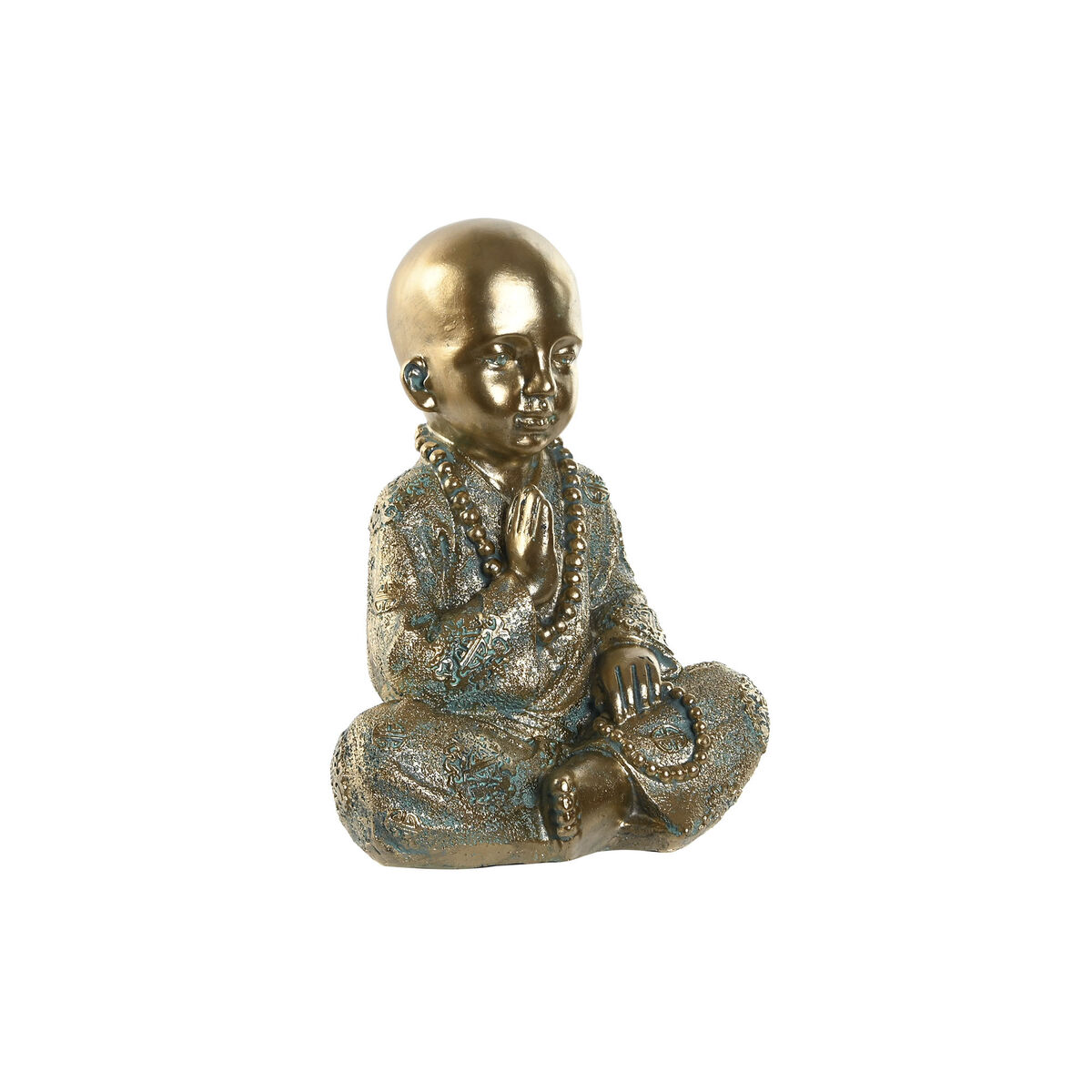 Prydnadsfigur Home ESPRIT Gyllene Munk Orientalisk 17 x 13,6 x 21,8 cm