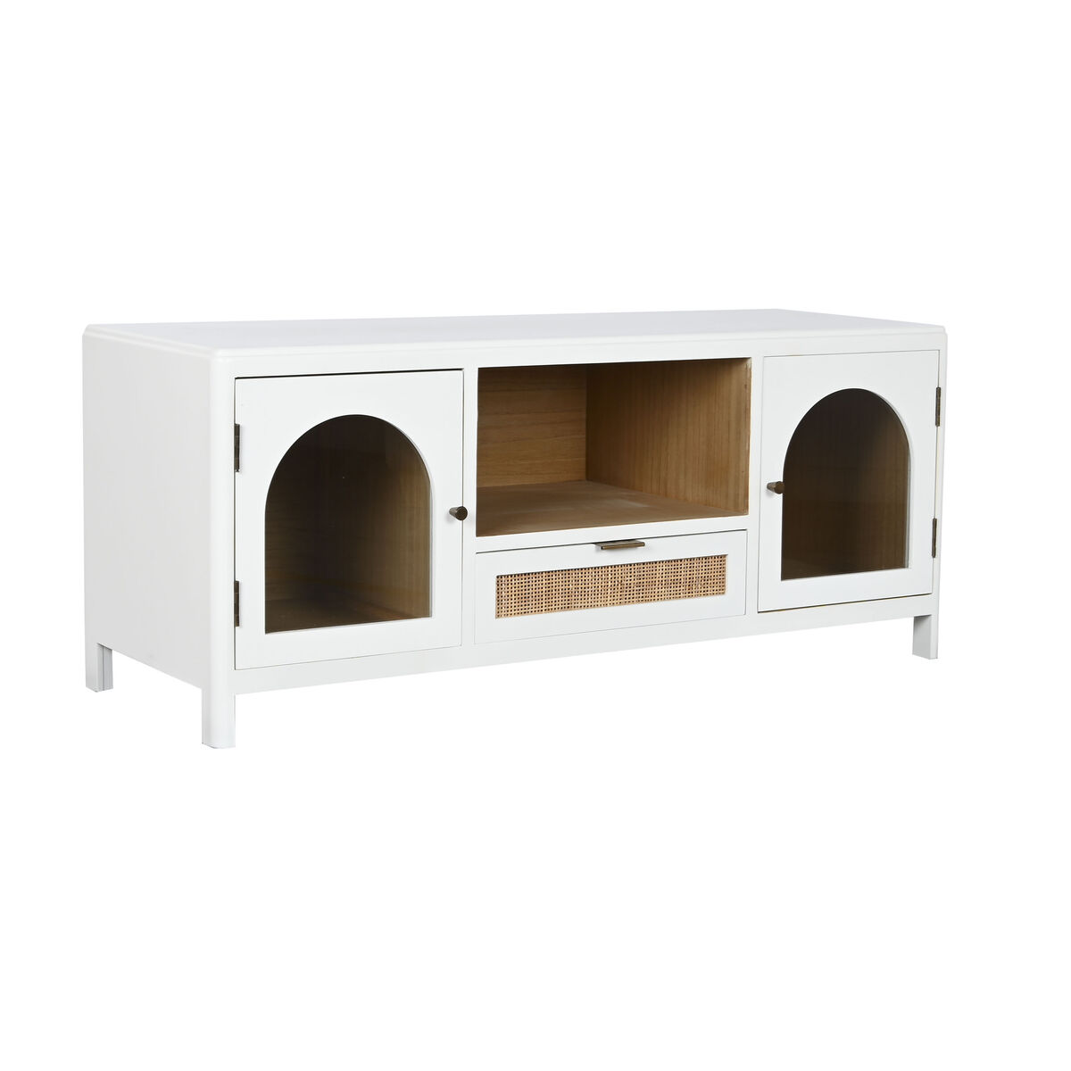TV-möbler Home ESPRIT Vit Glas Paulowniaträ 120 x 40 x 50 cm