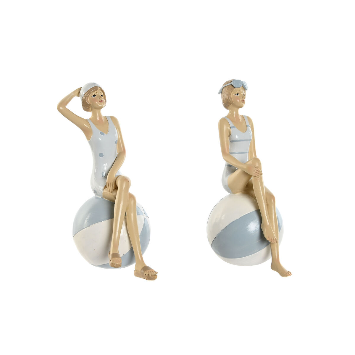 Prydnadsfigur Home ESPRIT Vit Himmelsblå Medelhavs 12 x 8 x 19 cm (2 antal)