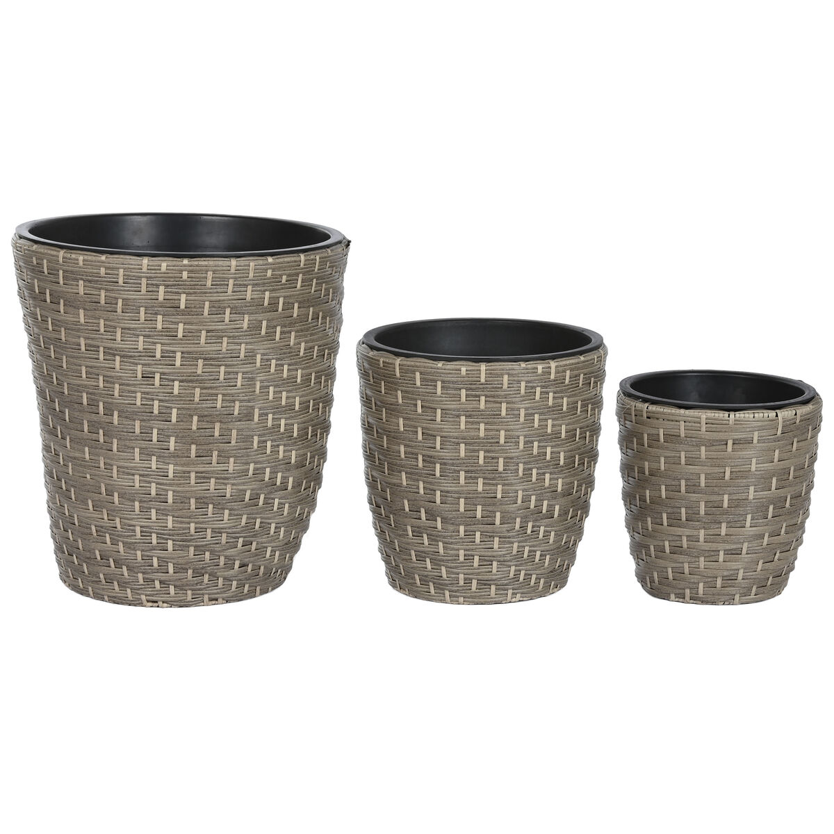 Set med planteringskärl Home ESPRIT polypropen Rattan 40 x 40 x 45 cm