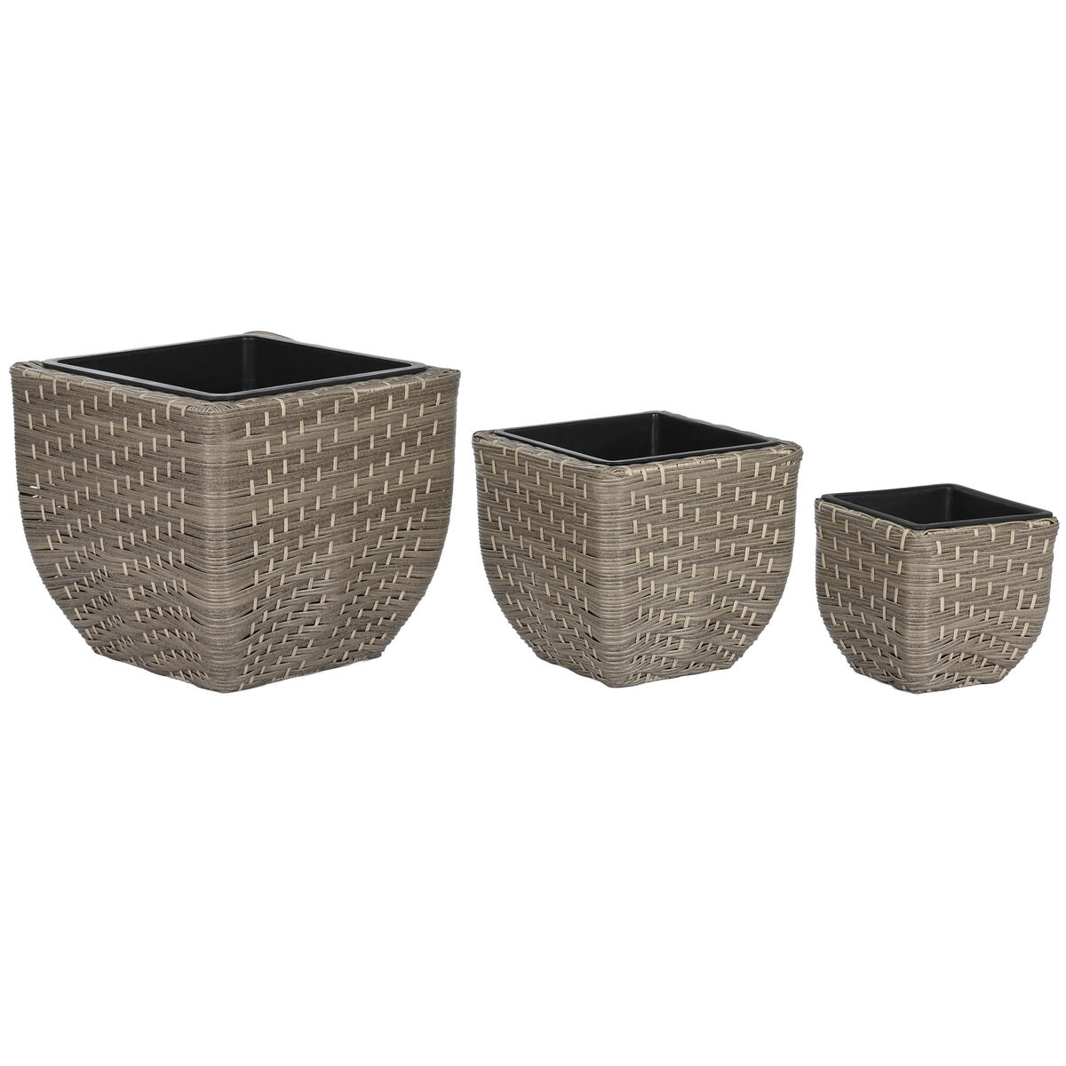 Set med planteringskärl Home ESPRIT polypropen Rattan 40 x 40 x 36 cm