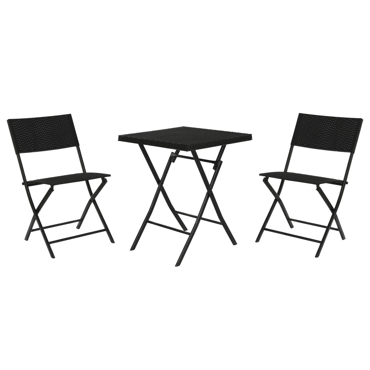 Bordsgrupp med 2 stolar Home ESPRIT Svart Stål syntetisk rattan 58 x 58 x 71,5 cm