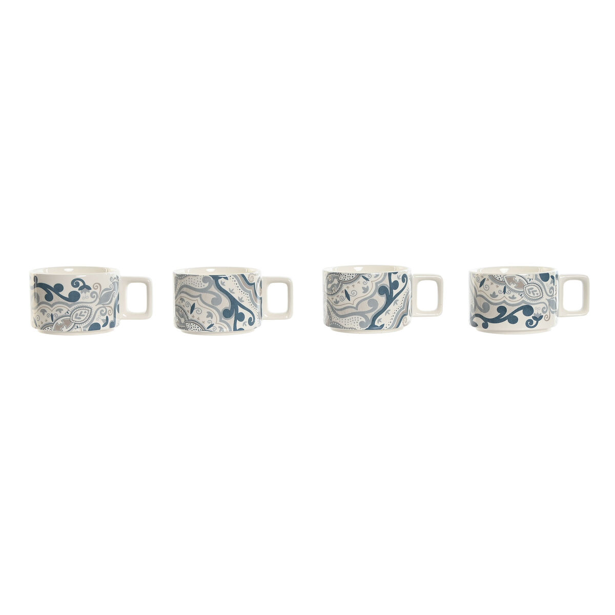 Set med kaffekoppar Home ESPRIT Beige Grå Rosa Lila Metall Bambu Dolomite 260 ml