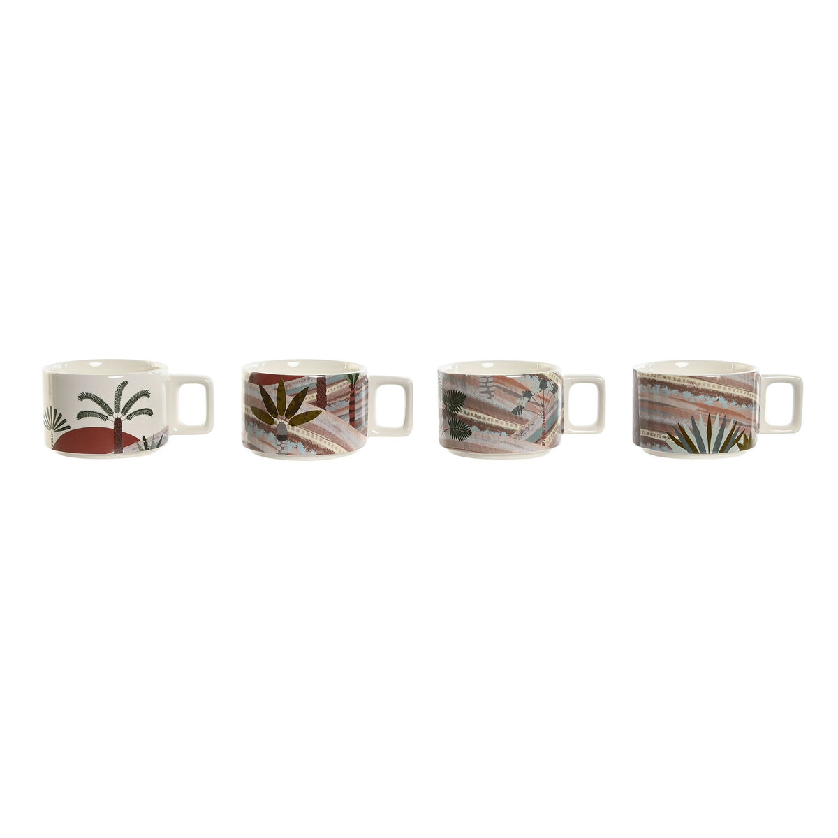 Set med kaffekoppar Home ESPRIT Beige Rosa Terrakota n Lila Metall Bambu Dolomite 260 ml
