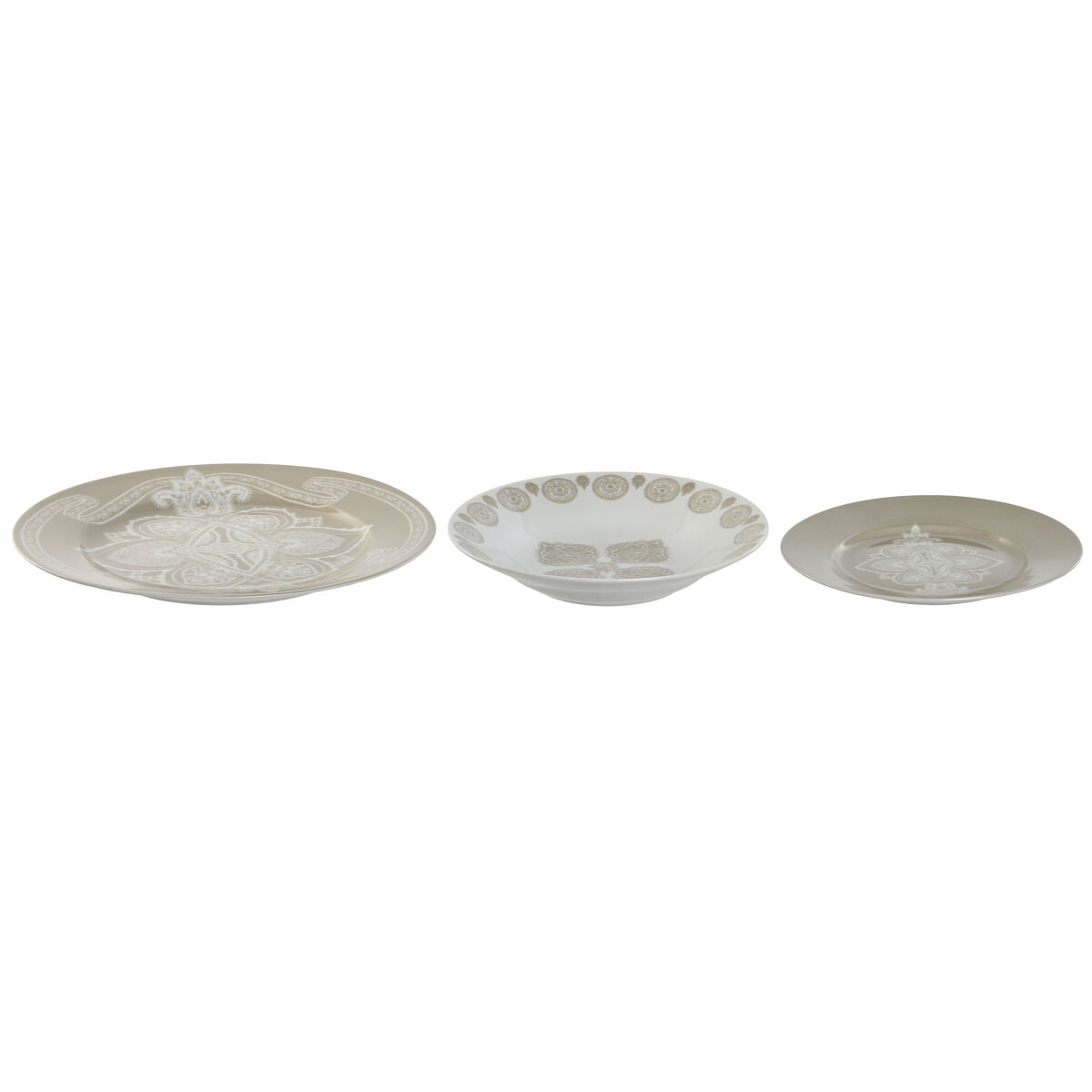 Servissats Home ESPRIT Blå Beige Porslin 18 Delar 27 x 27 x 2 cm