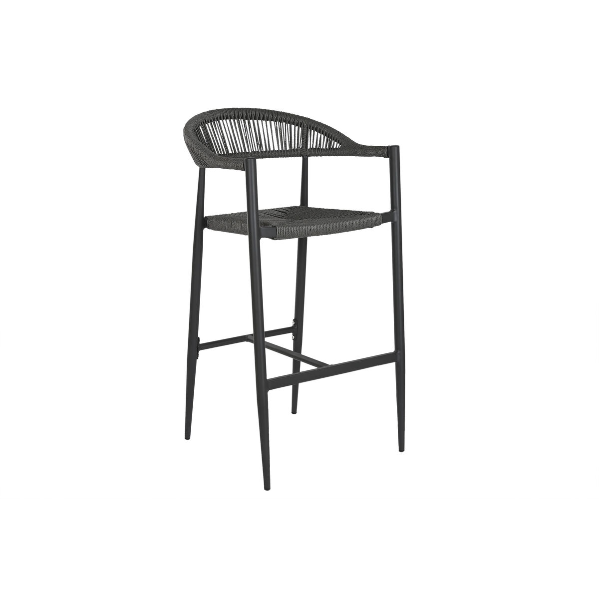 Sittpall Home ESPRIT Svart Mörkgrå Aluminium Rattan 52 x 55 x 105 cm