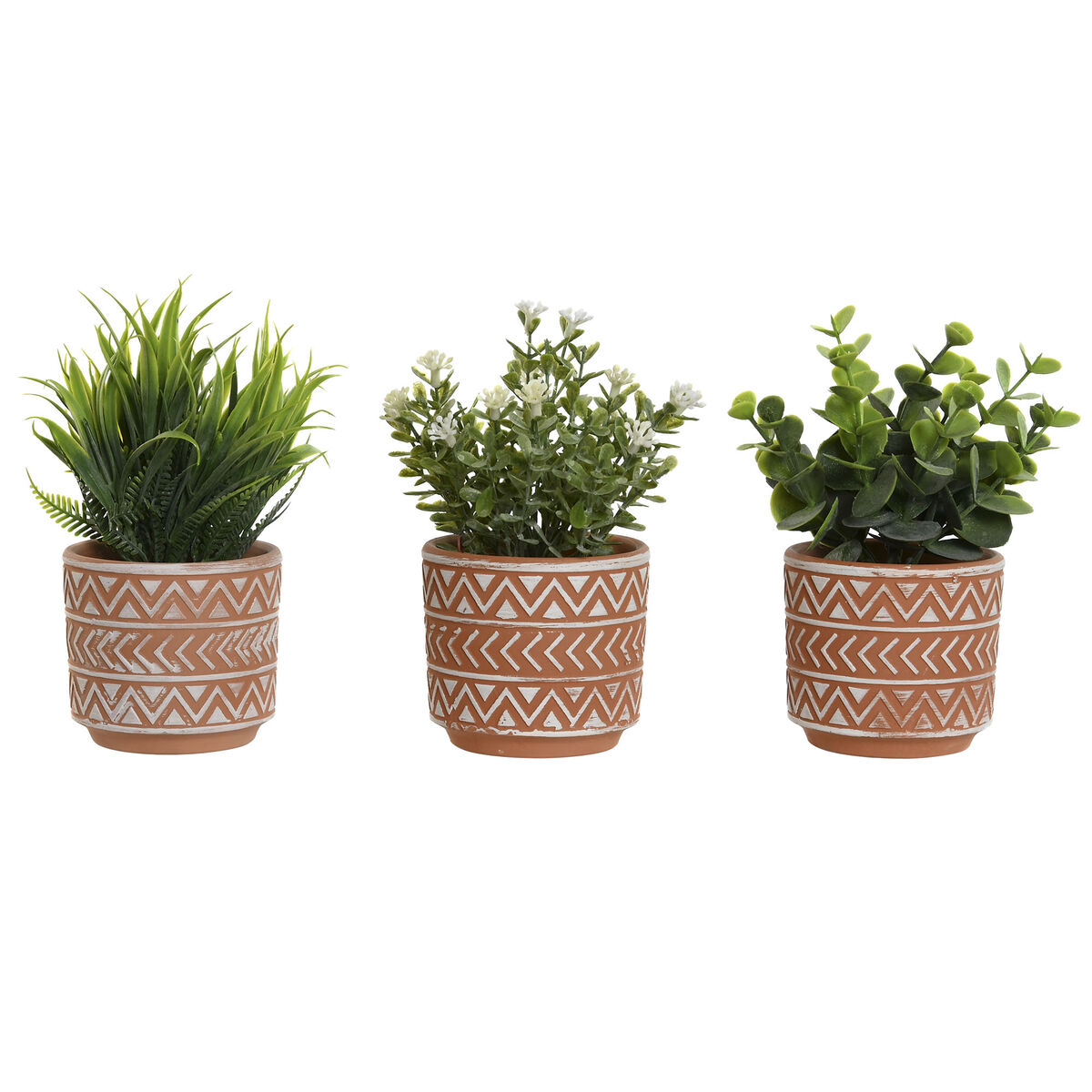 Dekorativ växt Home ESPRIT Polyetylen Cement 12 x 12 x 17 cm (3 antal)