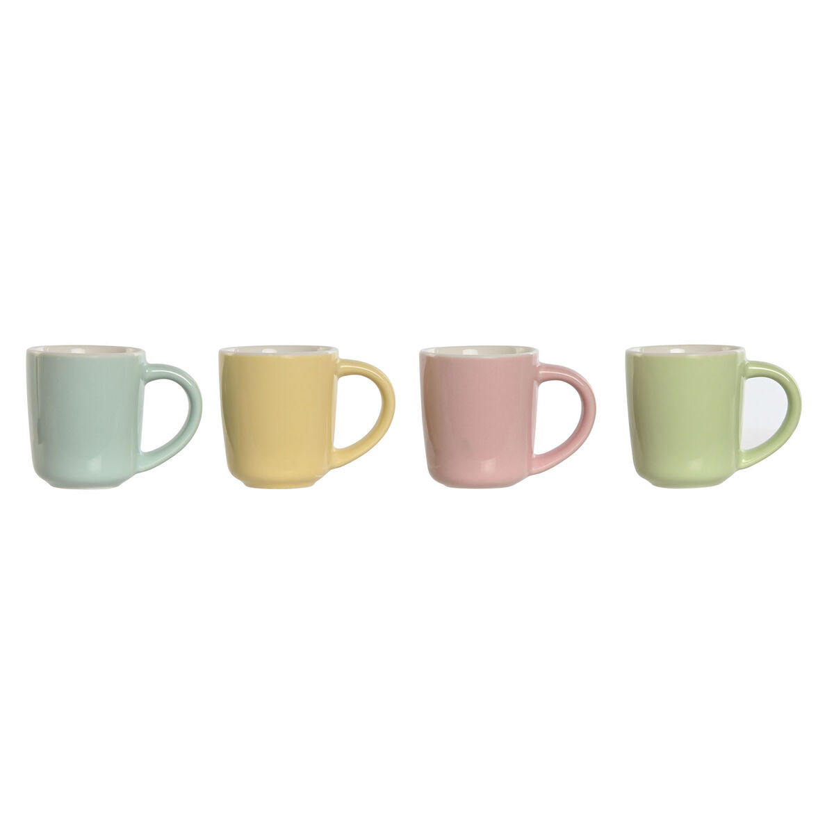 Set med kaffekoppar Home ESPRIT Gul Blå Grön Rosa Porslin 90 ml 4 Delar