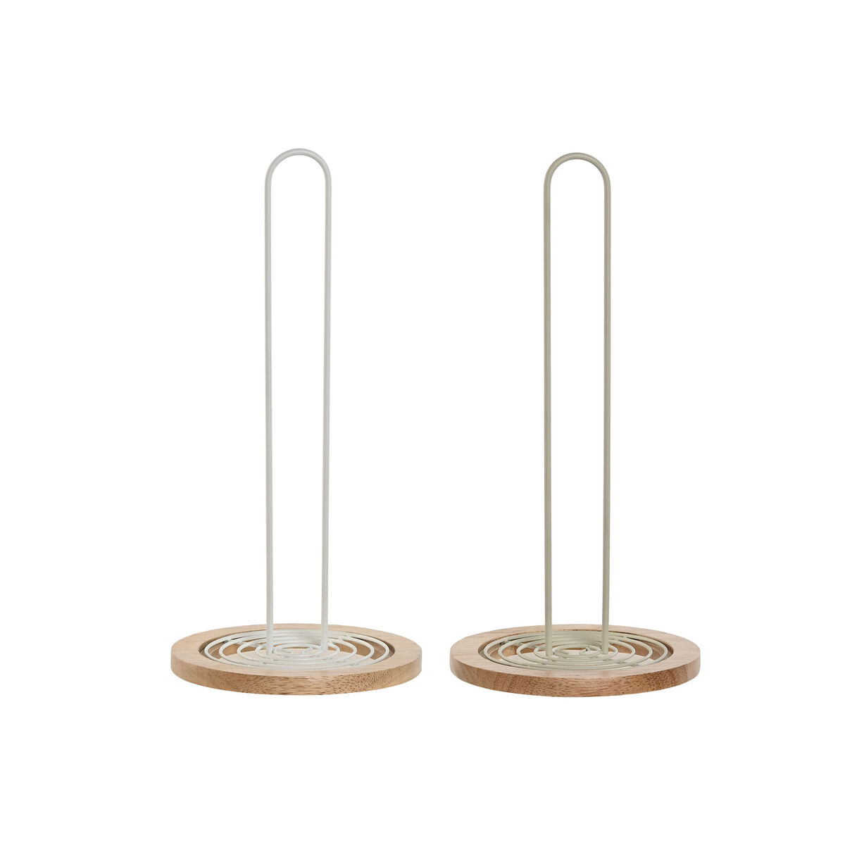 Hushållspappershållare Home ESPRIT Beige Grå Naturell Metall Gummiträ 15 x 15 x 31 cm (2 antal)