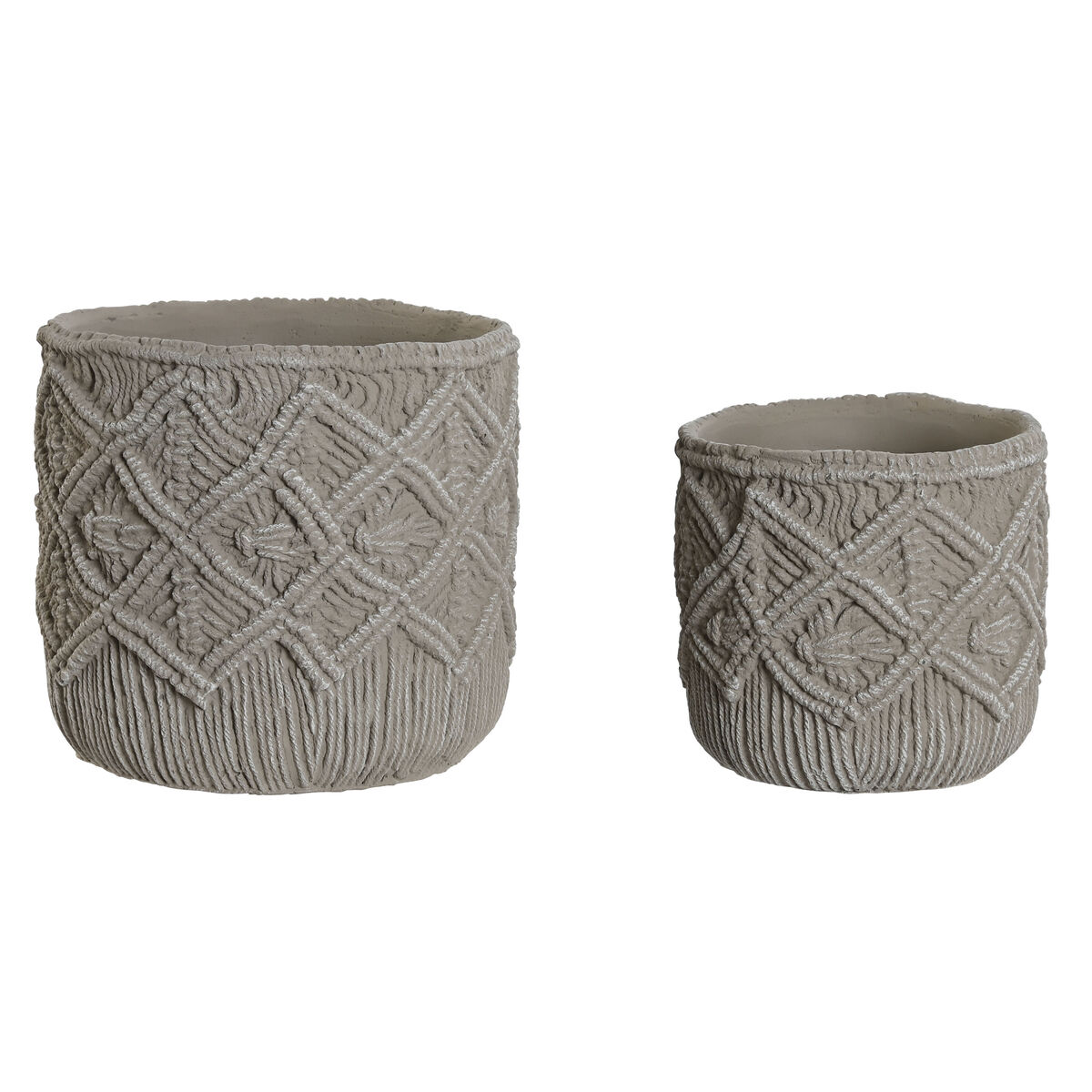 Set med planteringskärl Home ESPRIT Ljusgrå Cement 20 x 20 x 18 cm