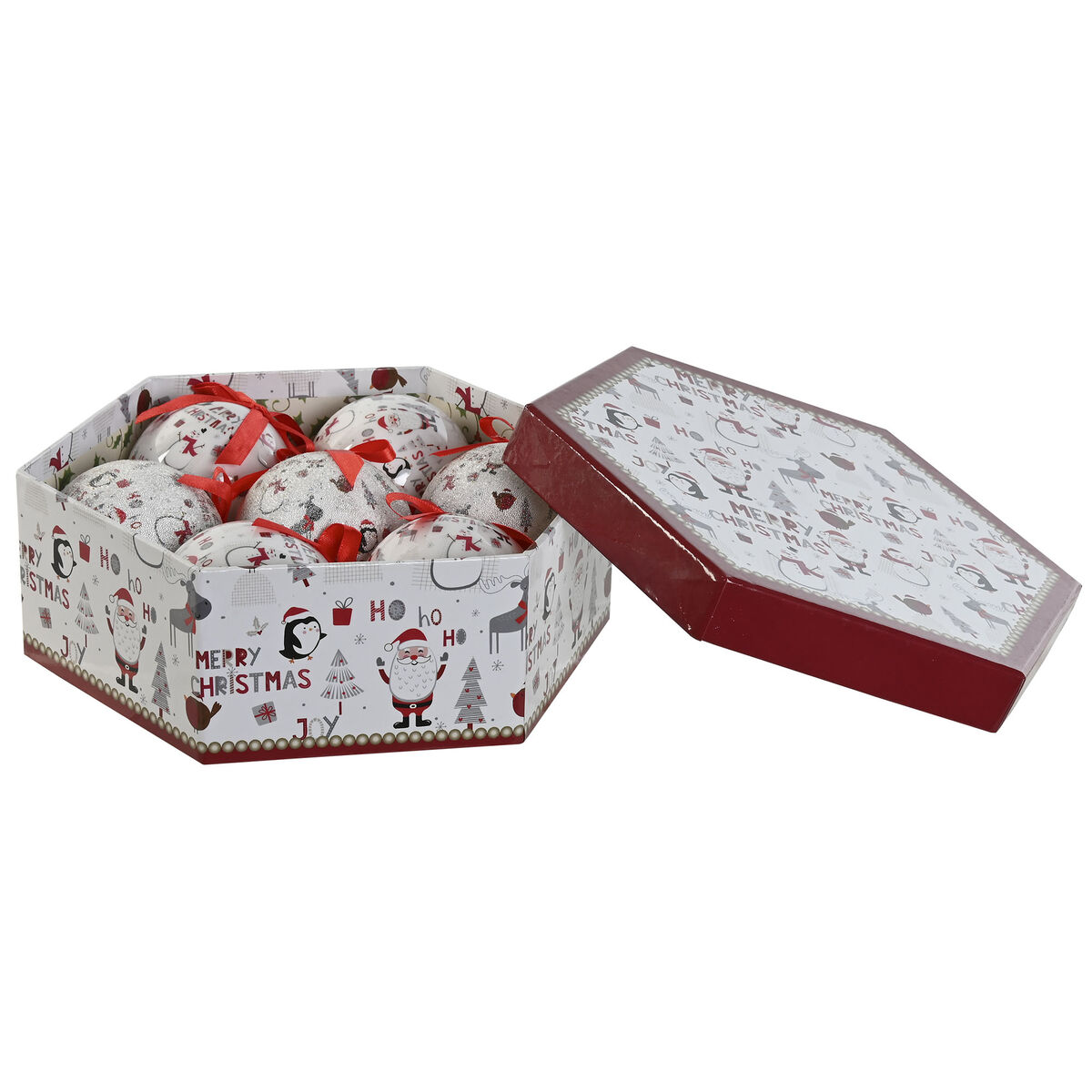 Julgranskulor Home ESPRIT Vit Röd PVC (7 antal)