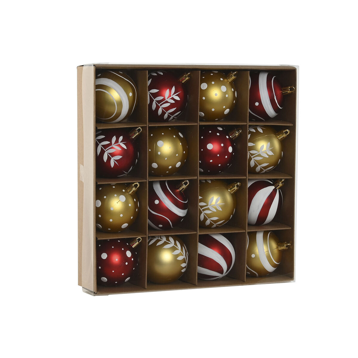 Julgranskulor Home ESPRIT Röd Gyllene PVC 25 x 6 x 25 cm (16 Delar)