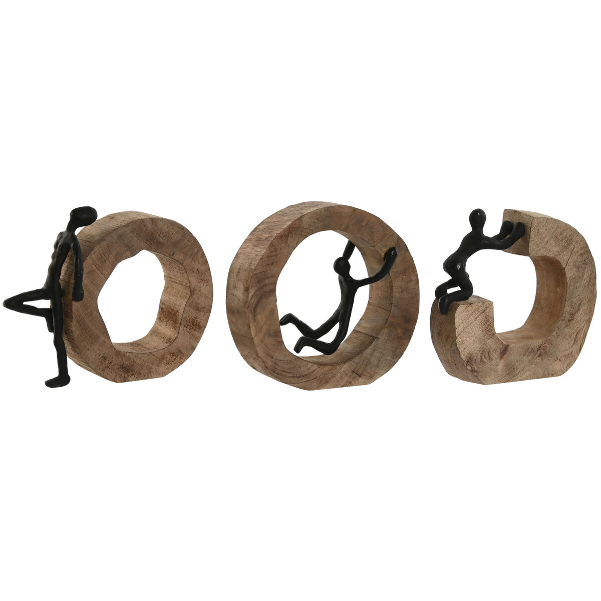Prydnadsfigur Home ESPRIT Brun Svart 20 x 7 x 19 cm (3 antal)