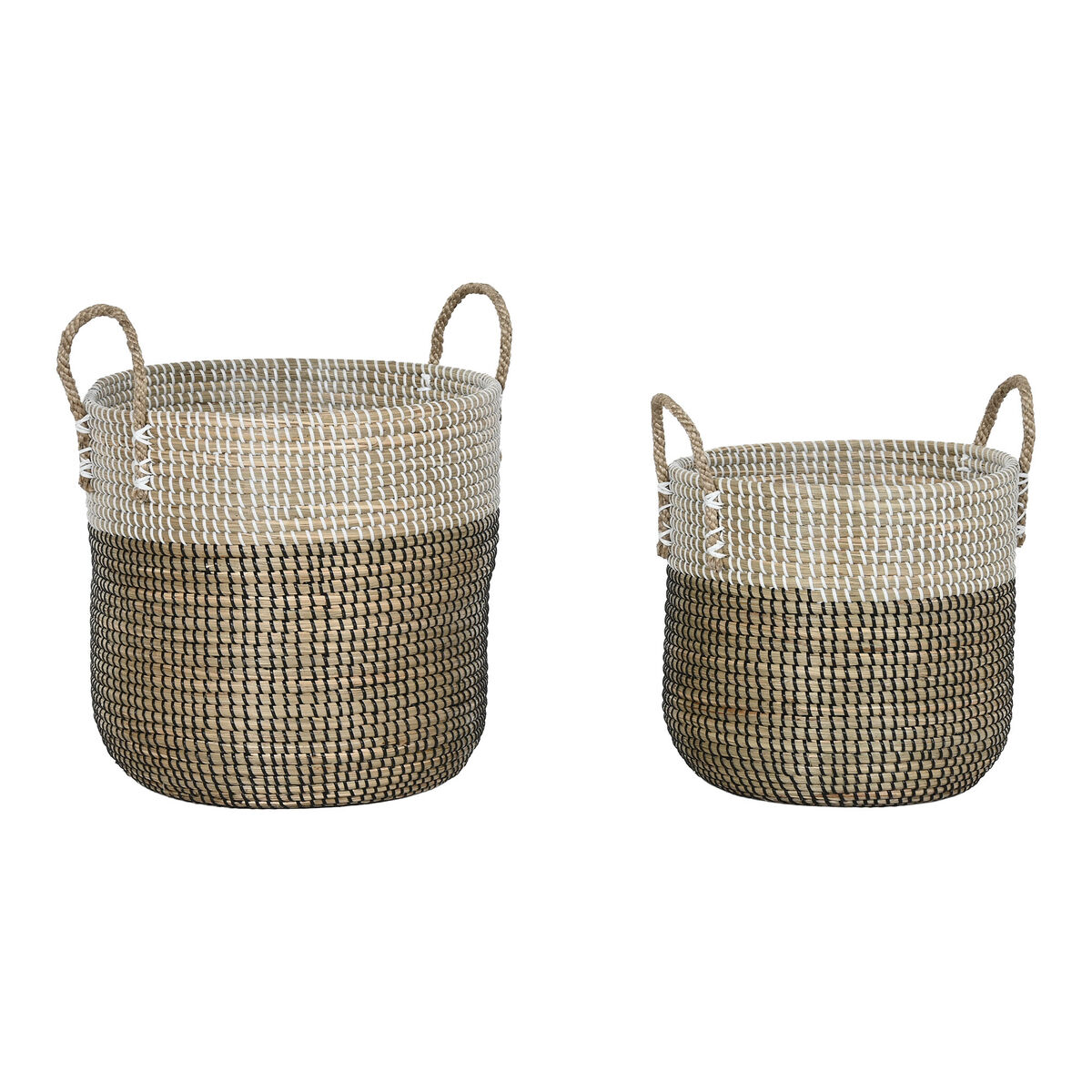 Korg - set Home ESPRIT Vit Svart Naturell 44 x 44 x 49 cm (2 Delar)