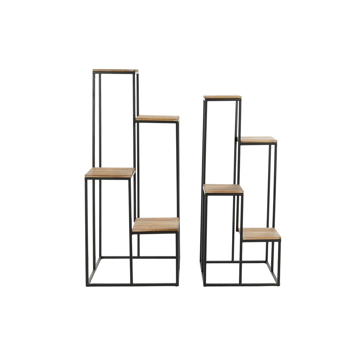 Bokhylla Home ESPRIT Vit Naturell Metall Granträ 40 x 40 x 100 cm (2 antal)