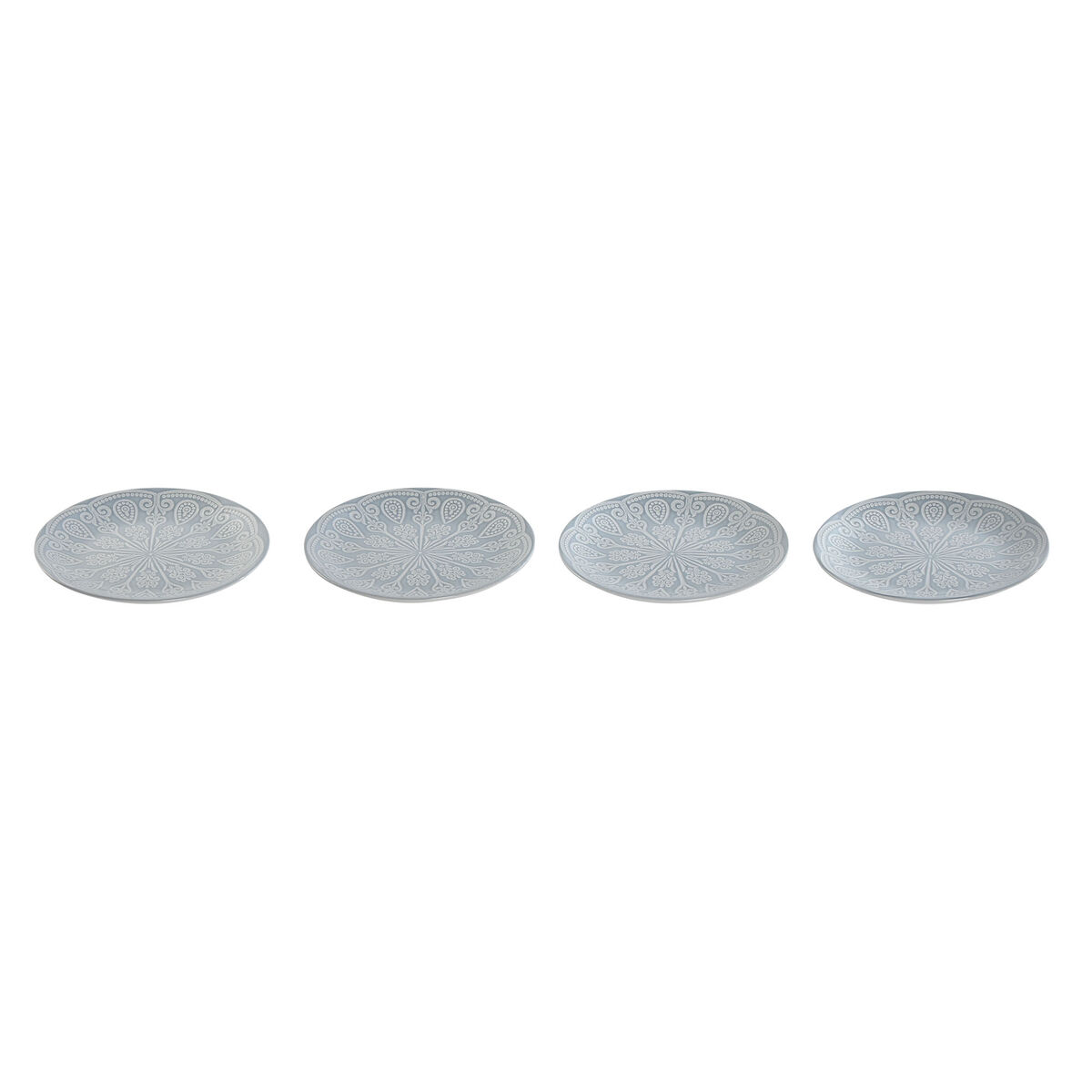 Tallriksset Home ESPRIT Blå Stengods Mandala Arab 19,5 x 19,5 x 2 cm