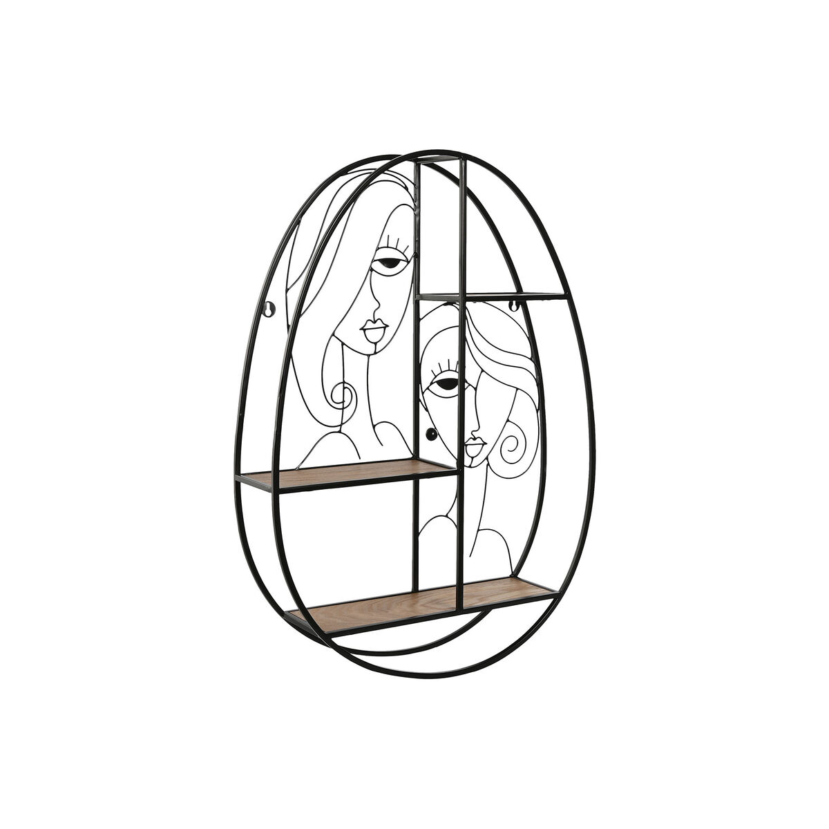 Bokhylla Home ESPRIT Svart Naturell Metall Trä MDF 53 x 12,2 x 72 cm Vägg