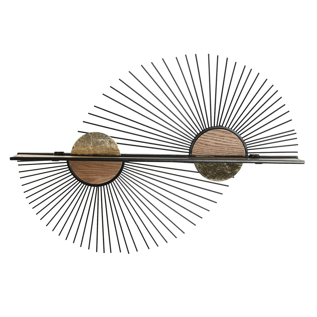 Bokhylla Home ESPRIT Svart Naturell Metall Trä MDF 70 x 12 x 51 cm Vägg