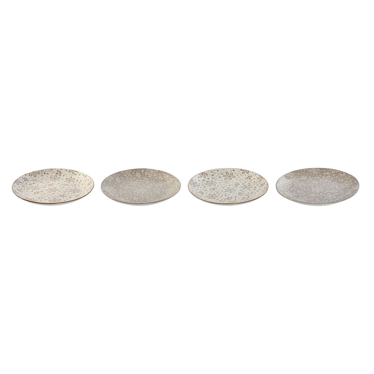 Tallriksset Home ESPRIT Brun Beige Porslin 19 x 19 x 2 cm