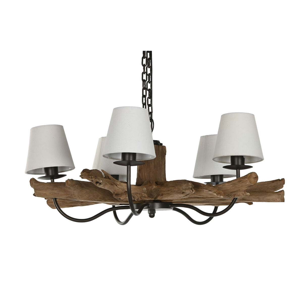 Taklampa Home ESPRIT Järn teakträ 90 x 90 x 35 cm
