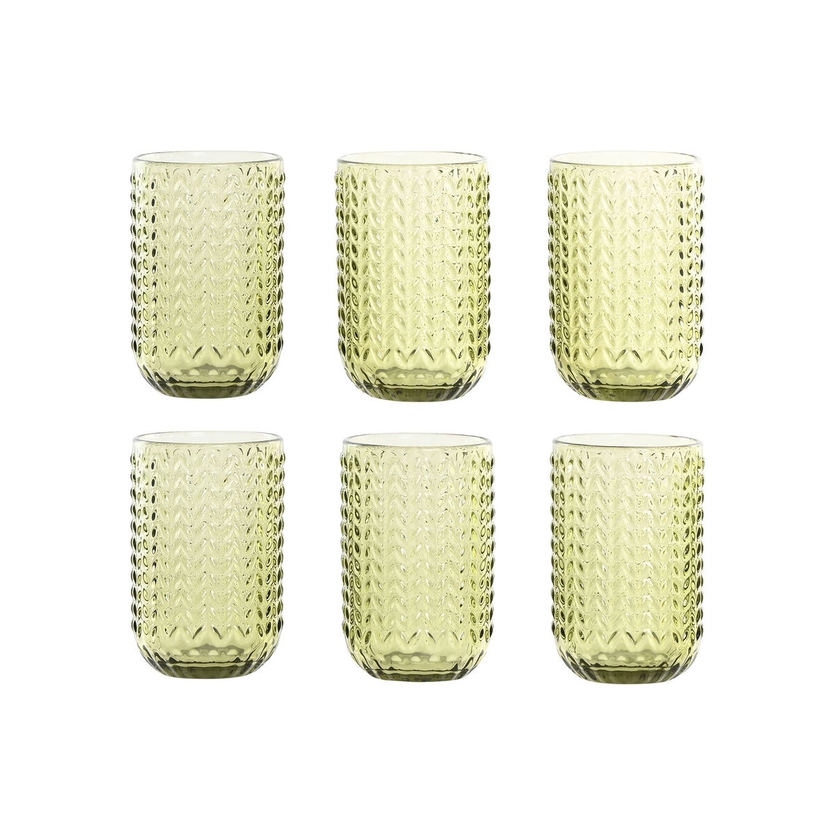 Glasset Home ESPRIT Grön Glas Med relief 420 ml (6 antal)