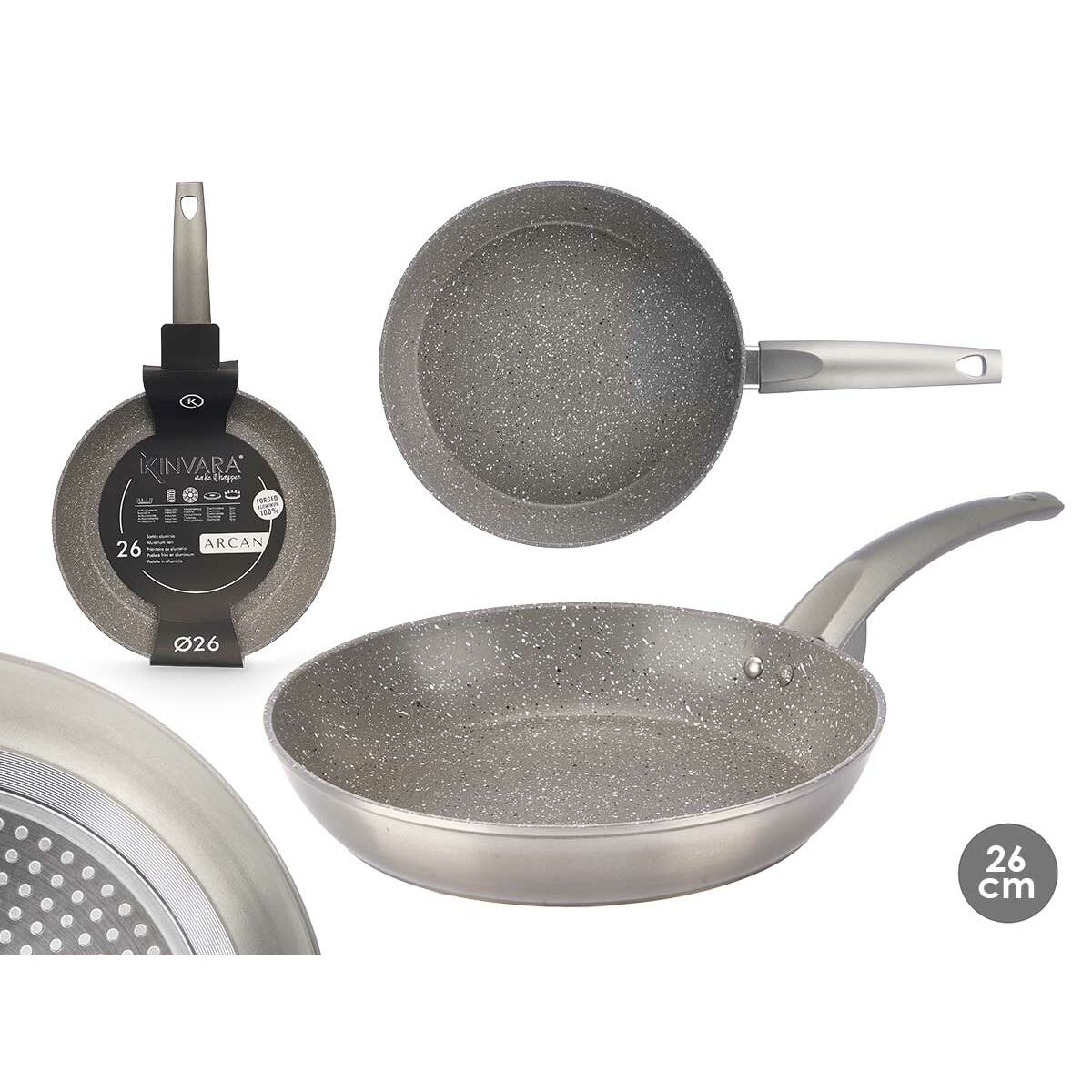 Non-stick-panna Kinvara 4 Silvrig Aluminium 26 cm Induktionshäll
