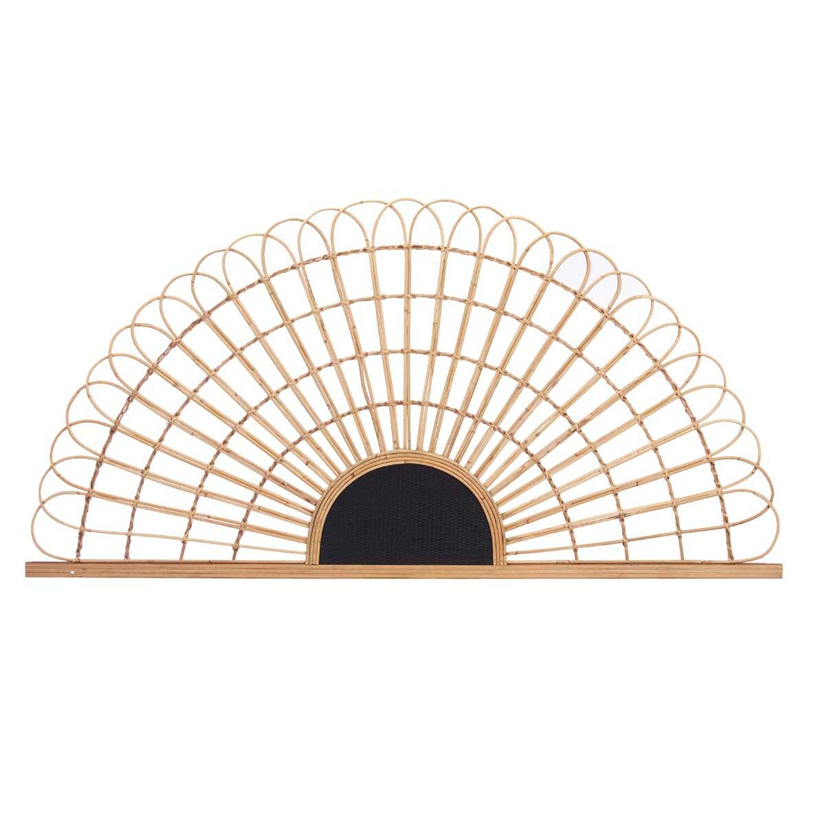 Sänggavel Solfjäder Brun Svart Rattan 160 x 80 x 2 cm