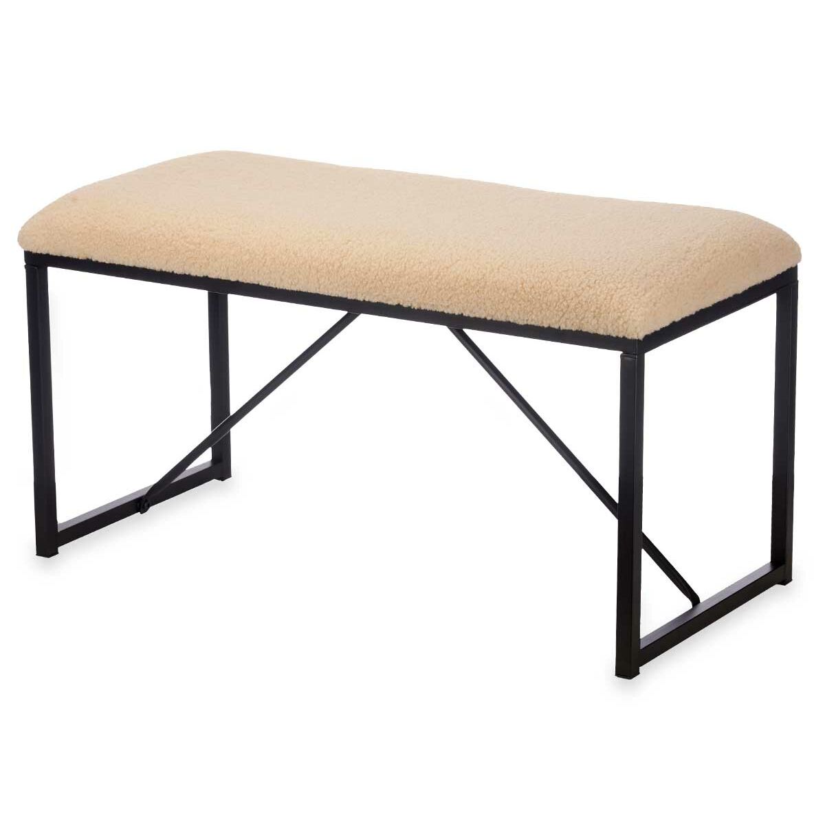 Bänk Beige Metall Tyg 81 x 42 x 38 cm