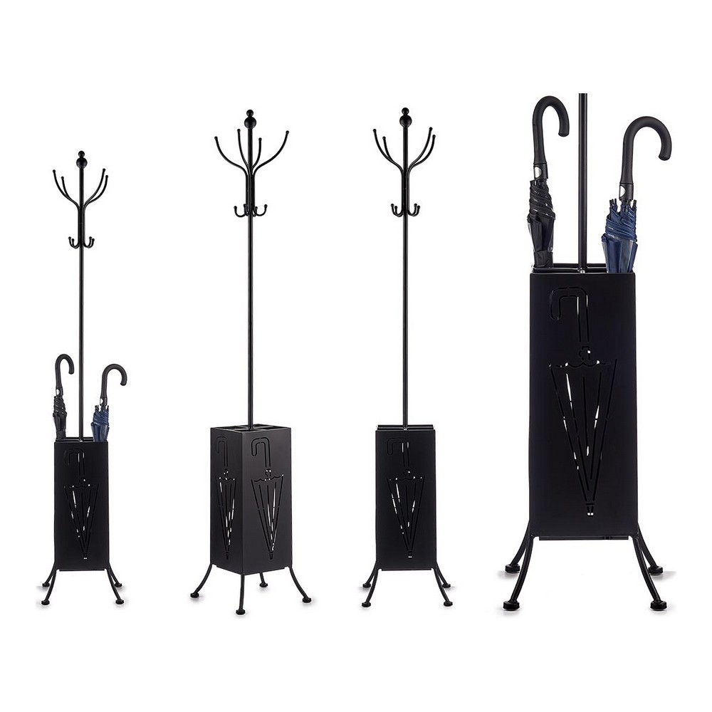 Kapphängare Paraplyställ Svart Metall (34 x 188 x 34 cm)