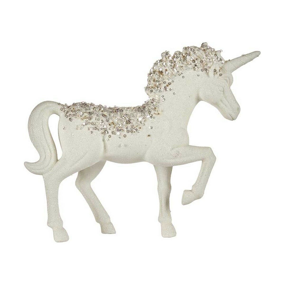 Prydnadsfigur Enhörning 9,5 x 31 x 40 cm Vit Plast