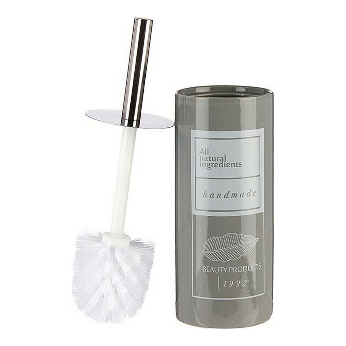 Toalettborste Berilo Natural Vit Grå Silvrig Keramik 9,6 x 32 x 9,6 cm