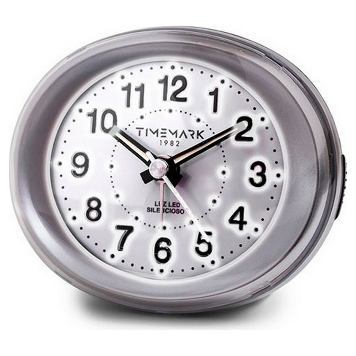 Analog Väckarklocka Timemark Silvrig LED Ljus Tyst Snooze Nattläge 9 x 9 x 5,5 cm (9 x 9 x 5,5 cm)