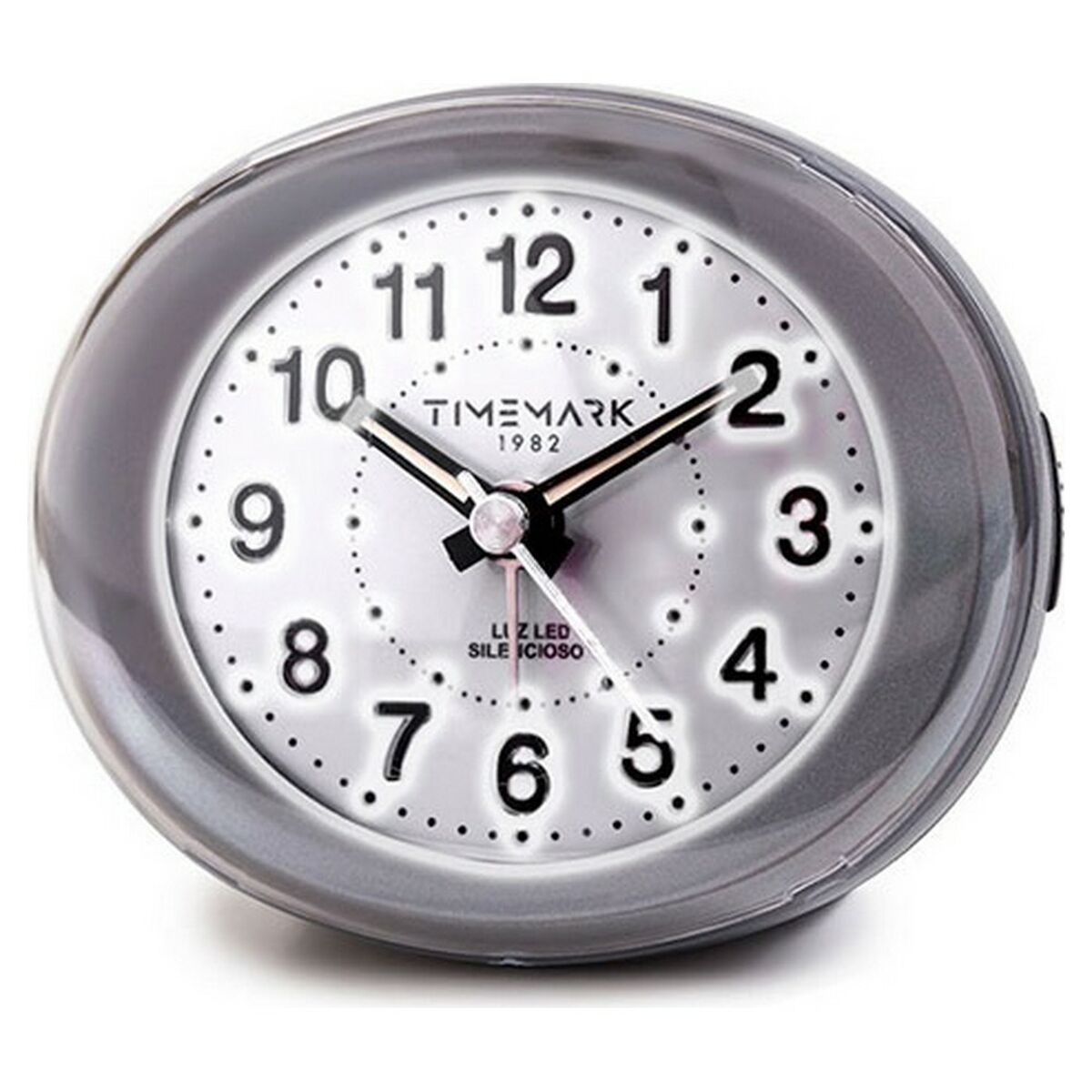 Analog Väckarklocka Timemark Grå LED Ljus Tyst Snooze Nattläge 9 x 9 x 5,5 cm (9 x 9 x 5,5 cm)
