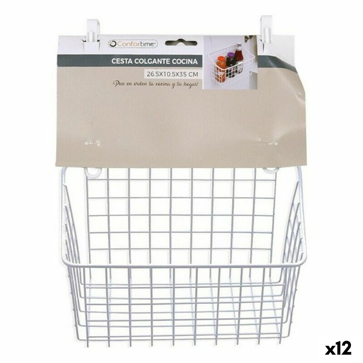 Multifunktionell korg Confortime Aluminium 7,5 x 12,5 x 24,5 cm (12 antal)