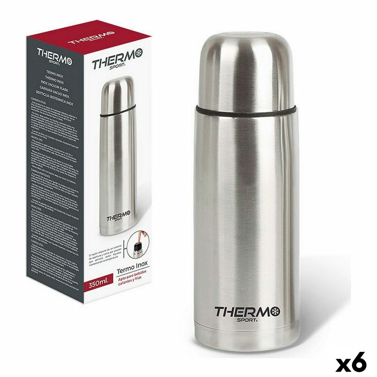 Termos för mat ThermoSport Rostfritt stål 350 ml 6,8 x 19,3 cm (6 antal)