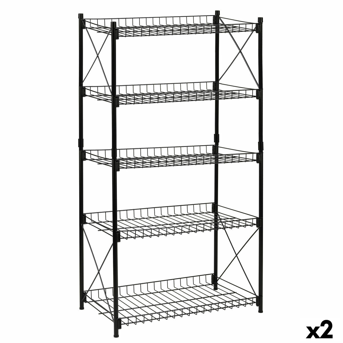 Bokhylla Confortime Metall Svart 52 x 34 x 110 cm (2 antal)