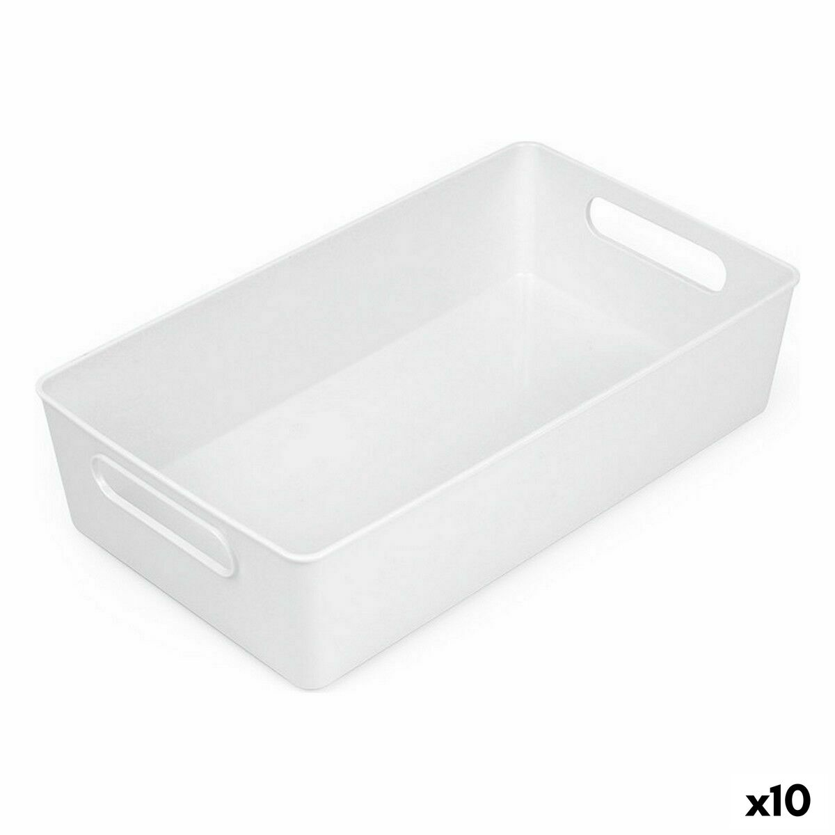 Multifunktionell korg Confortime Vit 38 x 22 x 9,5 cm (10 antal)