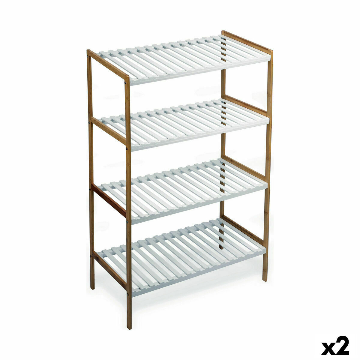Bokhylla Confortime Vit Brun 4 Hyllor Bambu 70 x 35 x 100 cm (2 antal)