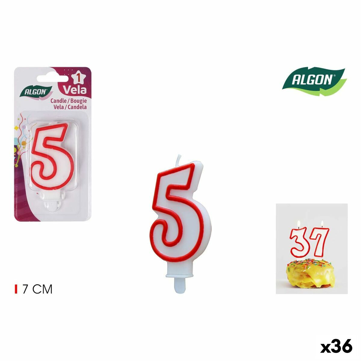 Set med levande ljus Algon Röd (36 antal)