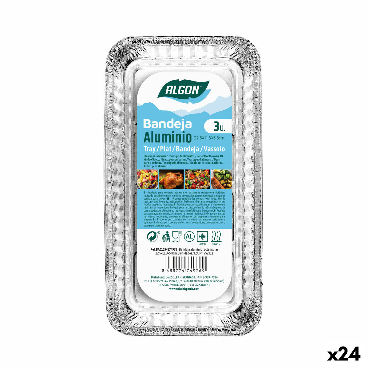 Uppsättning med Brickor Algon Rektangulär (24 antal)