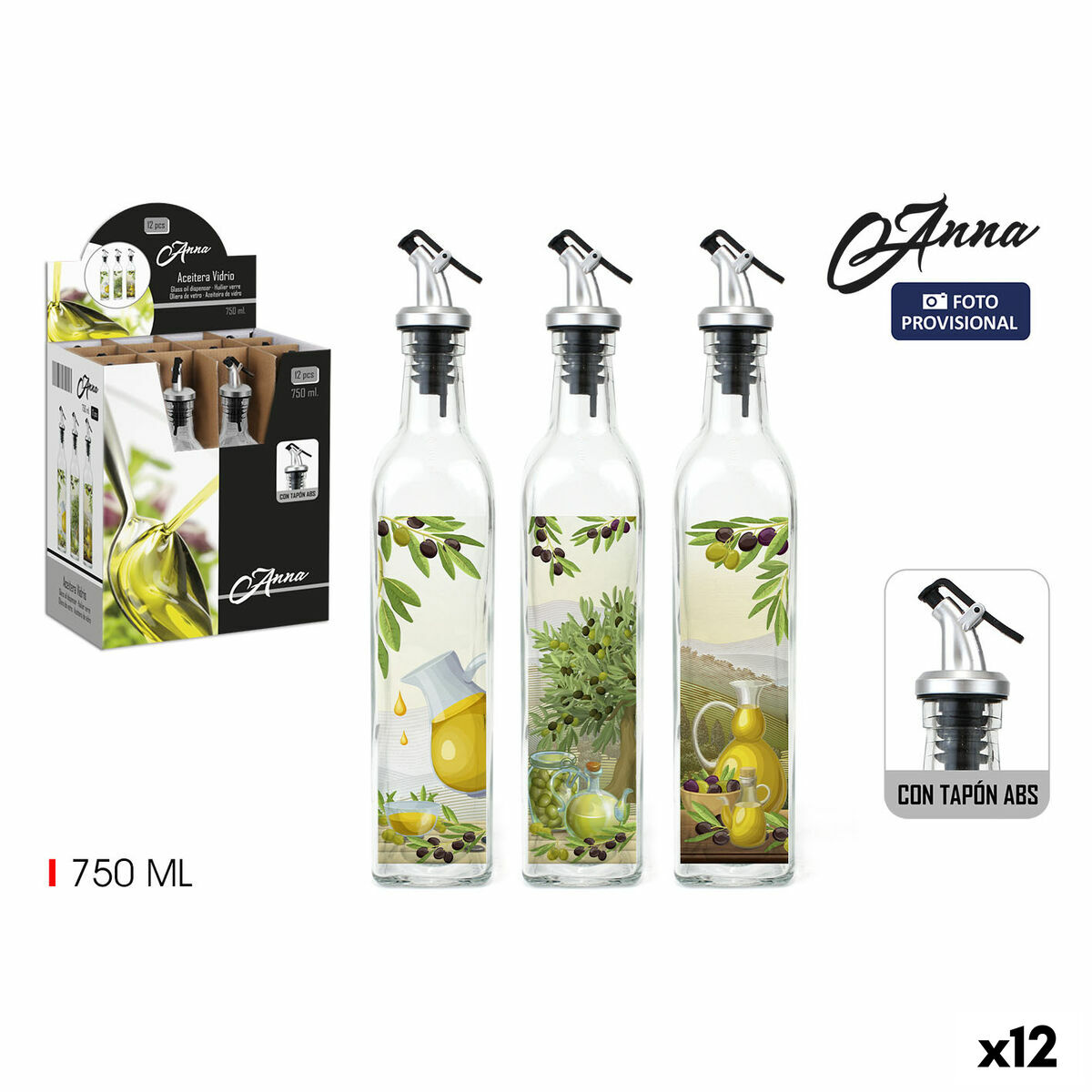 Oljeflaska Anna Glas 750 ml (12 antal)
