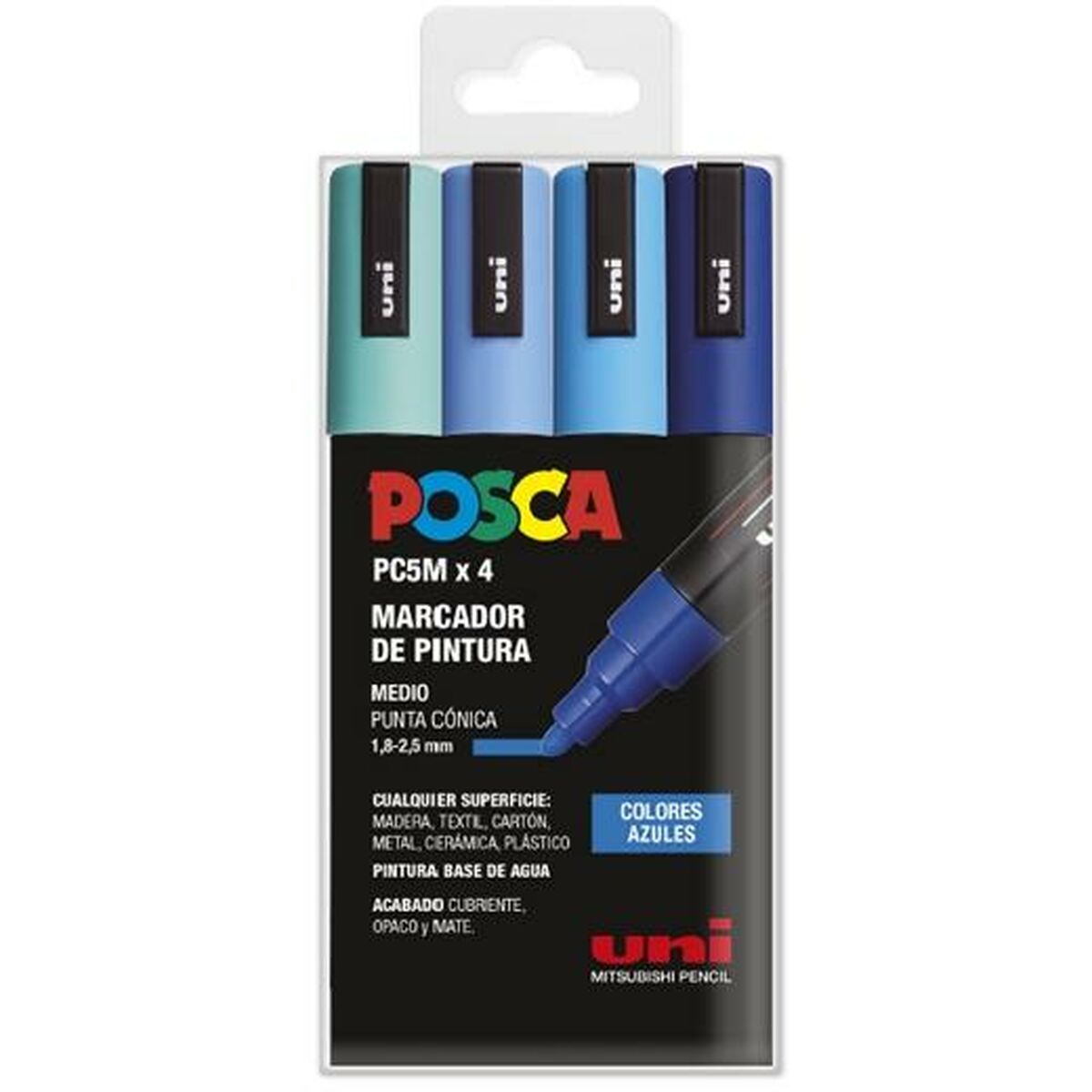 Uppsättning av markörer POSCA PC-5M Blå Multicolour