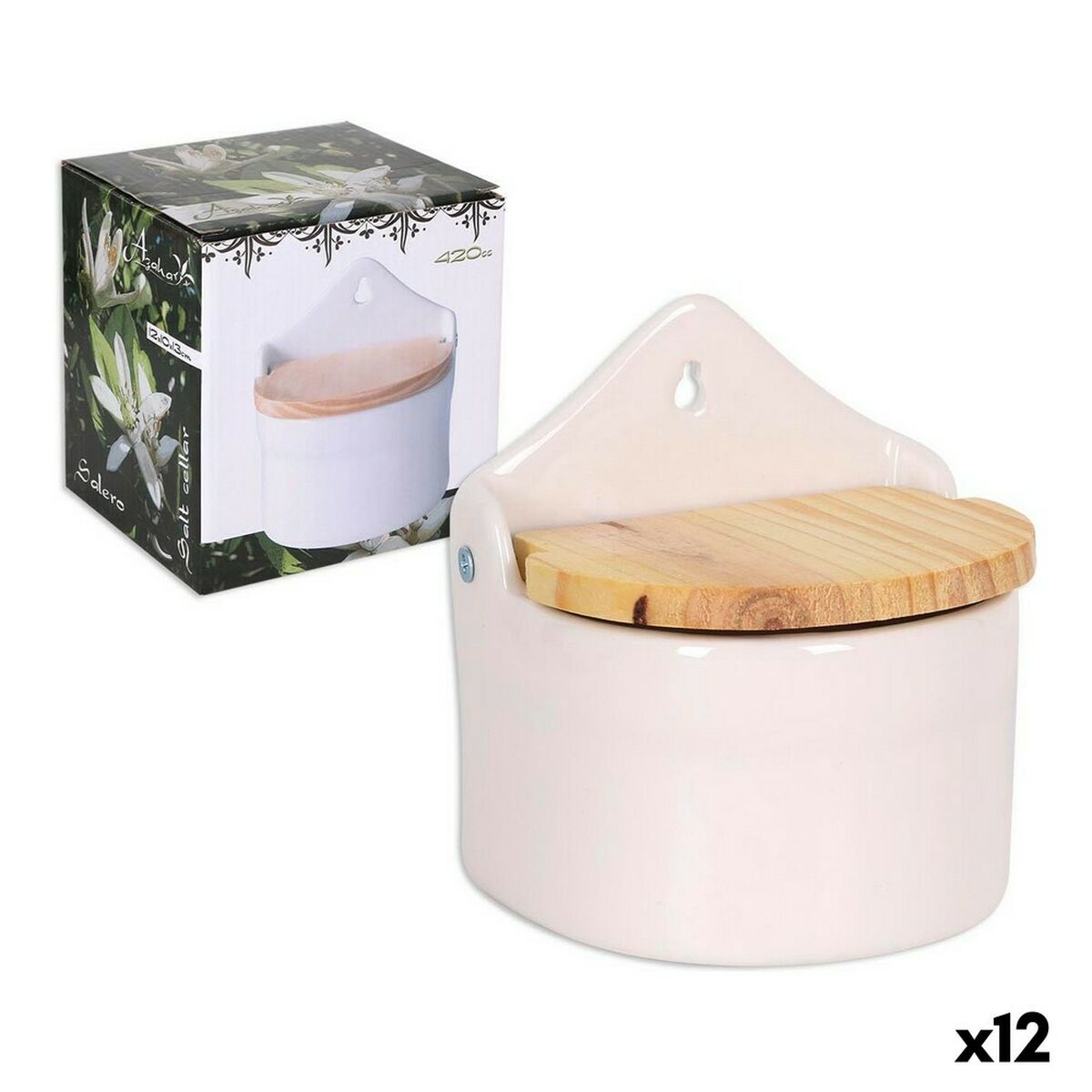 Saltkar med lock Azahar Trä 420 ml 11,7 x 10 x 13 cm (12 antal)