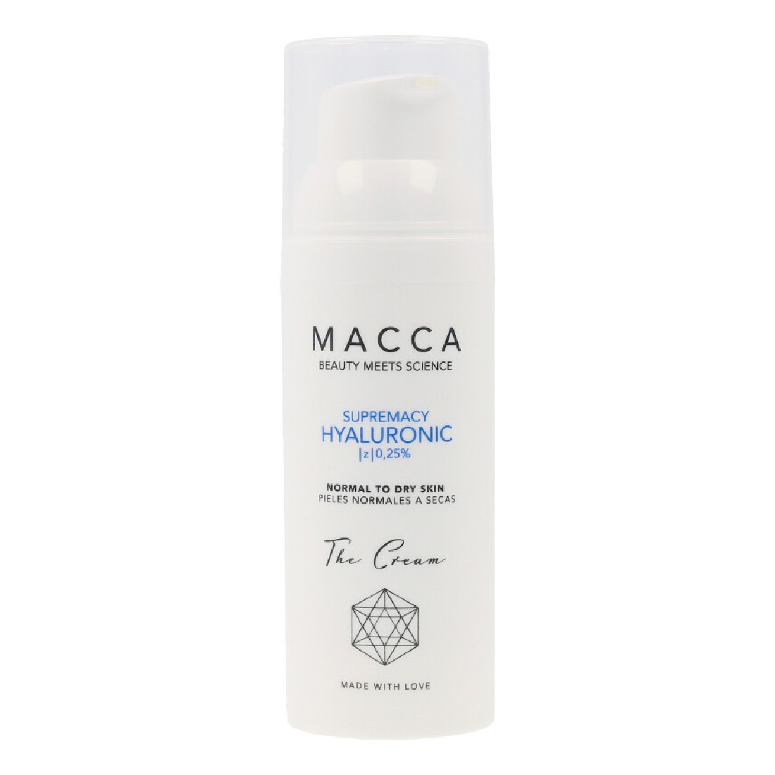 Intensivt återfuktande kräm Supremacy Hyaluronic Macca 0,25% Hyaluronsyra Torr hud (50 ml)