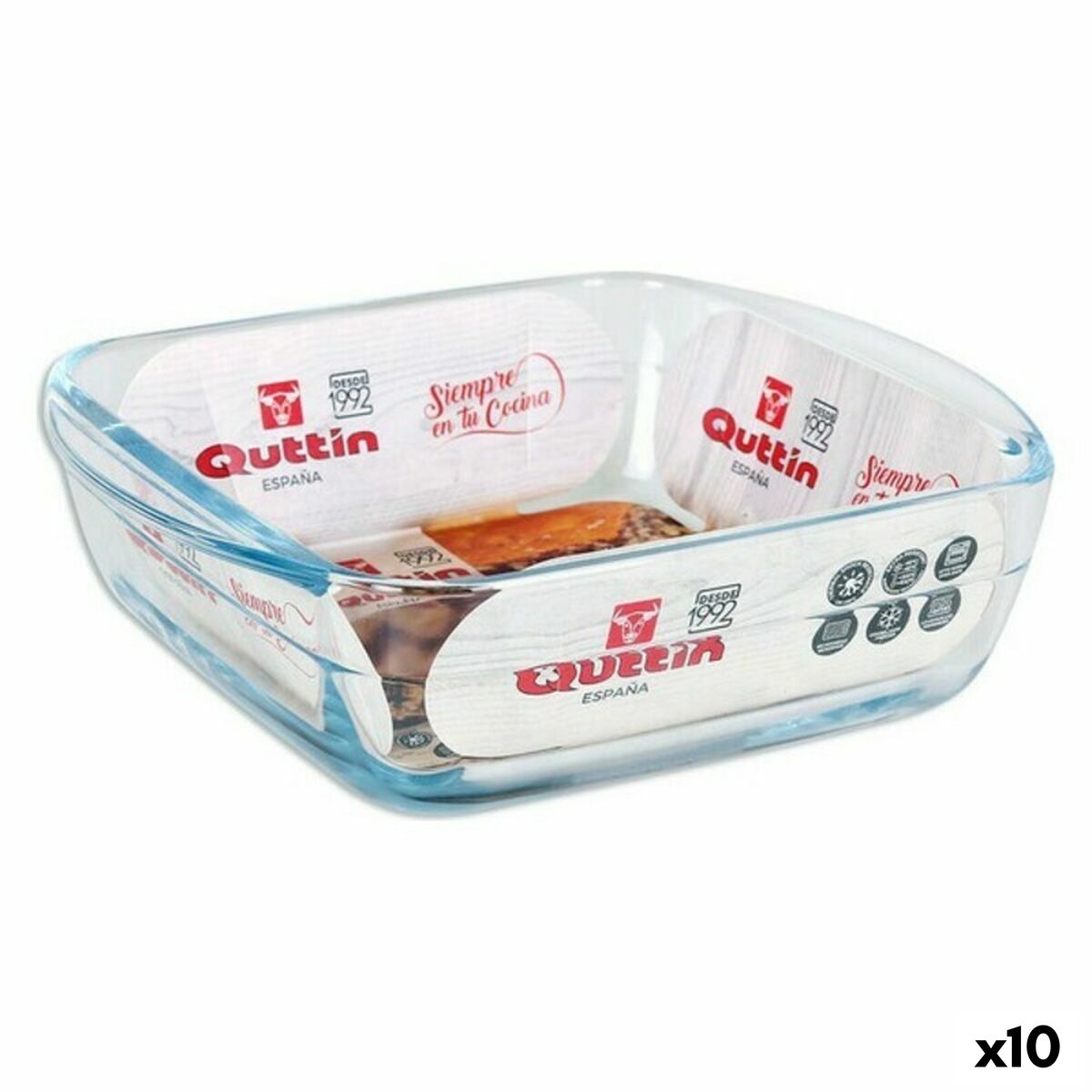 Ugnsplåt Quttin 66603 1,1 L Glas Fyrkantig 1,1 L 19,7 x 16,8 x 5,6 cm (10 antal)