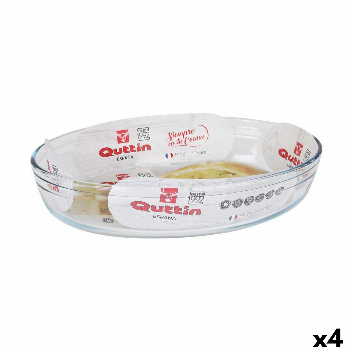 Ugnsform Quttin Transparent Glas Avlång 2,2 L 30,1 x 20,9 x 6,3 cm (4 antal)