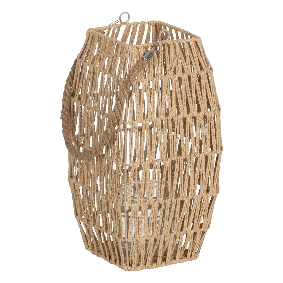 Lykta Ljusstakar Lykta Beige Metall Papper Glas 18,5 x 18,5 x 36 cm