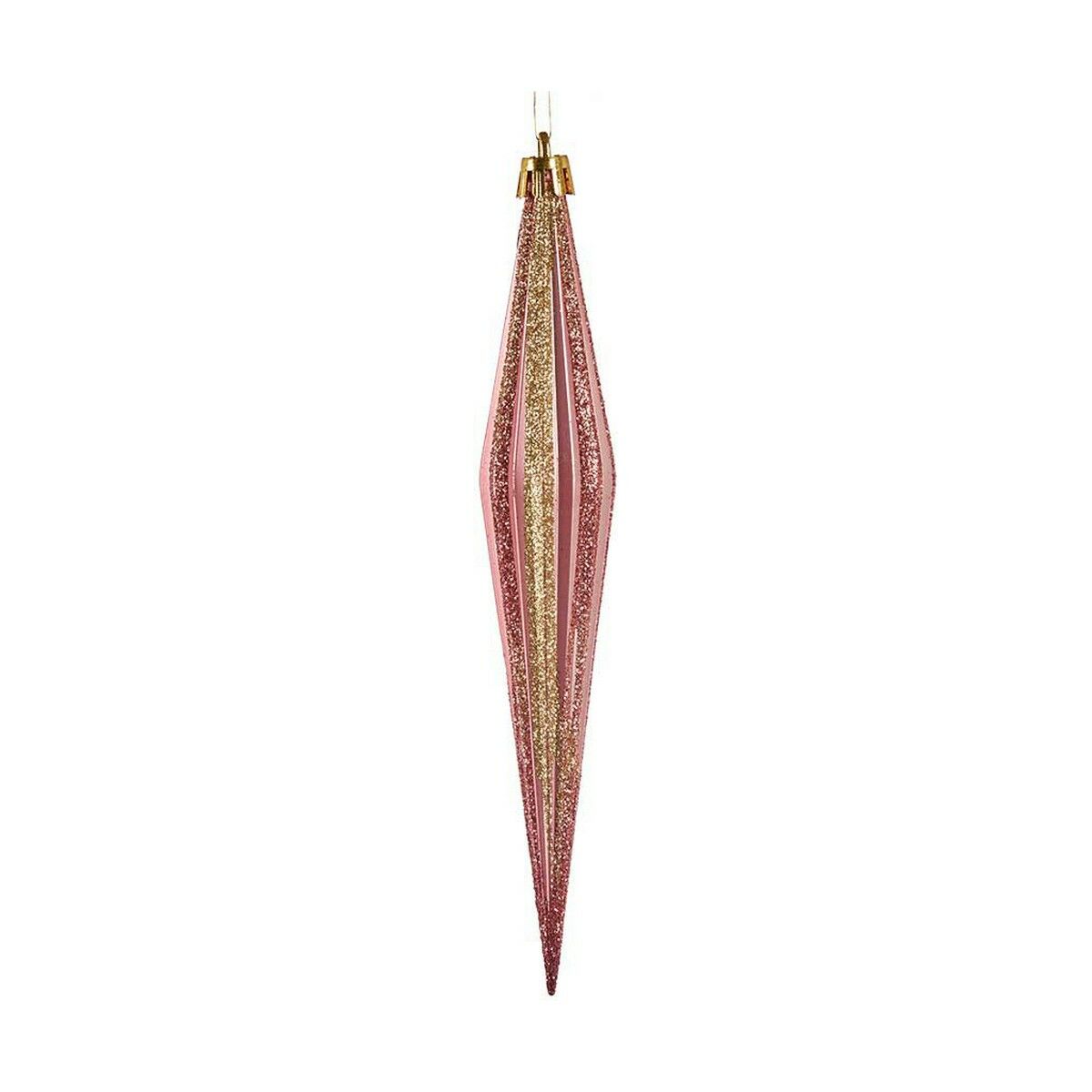 Julgranskula Krist+ 00902 Rosa Gyllene PVC 3 x 3 x 18,5 cm Avlång