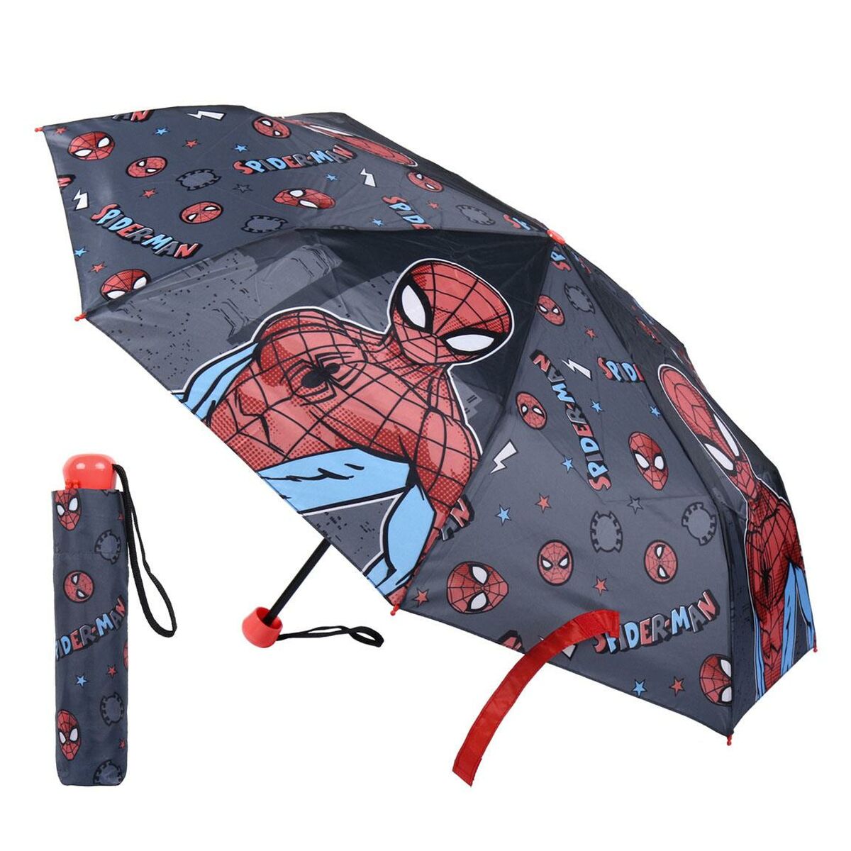 Hopfällbart paraply Spiderman Grå (Ø 92 cm)